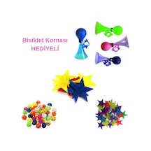 Hellove 3 Çeşit Bisiklet Süsü Seti + Havalı Korna Çok Renkli