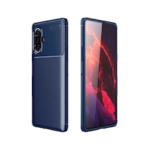 Xiaomi Redmi K40 Gaming Kılıf Karbon Görünümlü Silikon Kamera Korumalı Üstün Koruma Pazarplus Lacivert