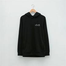 Kahve Temalı Özel Tasarım Baskılı Kapüşonlu Sweatshirt C Siyah