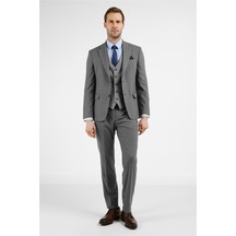 İmza Gri Mono Yaka Kazayağı Desen Yelekli 6 Drop Slim Fit Takım Elbise 1001255175 Gri İmza Gri Mono Yaka Kazayağı Desen Yelekli 6 Drop Slim Fit Takım Elbise 1001255175 Gri