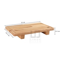 Masif Dişbudak Ayaklı Servis Ve Doğrama Tahtası 33x22.5x4.5 Cm Gıdayla Temasa Uygun, Doğal Ahşap Ahşap