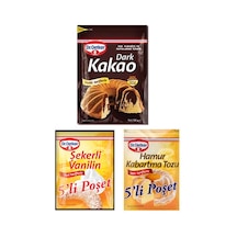 Dr. Oetker Dark Kakao 100 G + Vanilin 5'li + Kabartma Tozu 5'li