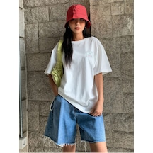 The Future T-shirt - Beyaz Oversize Baskılı Bisiklet Yaka Beyaz