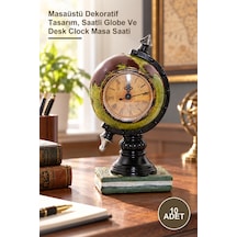 10 Adet Polyester Saatli Dünya Küre Masaüstü Dekoratif Tasarım, Saatli Globe Ve Desk Clock Masa Saati Diğer