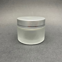 50 Cc Buzlu Cam Krem Kavanoz - Gümüş Kapaklı İç Contalı - 50ml B