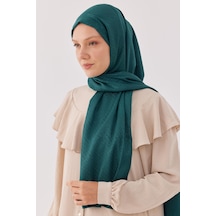 Mirsoy Scarf Halka Desen Parlak Jakar Şal - Petrol Yeşili Petrol Yeşili