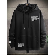 Startmore Manfinity Hypemode Slogan Graphic Kangaroo Pocket Drawstring Hoodie Siyah Siyah