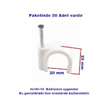 Beton Çivili Kablo Tutturma Kroşe No:8 50 Li Pk. Beyaz Plastik