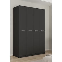Aeka Ae-3190 Burç 4 Kapaklı Çok Bölmeli Askılı Raflı Ve Çekmeceli 210x140x53cm Gardırop Antrasit - Antrasit
