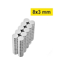 10 Adet 8x3mm Yuvarlak Neodyum Mıknatıs Güçlü Nikel Kaplamalı Kaliteli Dayanıklı Magnet