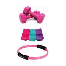 Pilates Çemberi 3 Lü Pilates Bandı ve Dambıl 3 Lü Set