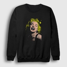 Presmono Unisex Blonde Marilyn Monroe Sweatshirt Siyah