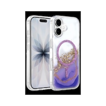 Onegif Apple Uyumlu iPhone 16 Lotus Simli Magsafe Kapak - Mor