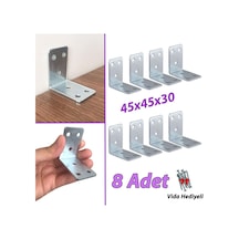8 Adet Mobilya Eşya Dolap Duvar Sabitleyici Köşe Bağlantı L Demir Gönye Deprem Güvenliği 45x45x30mm
