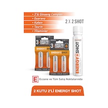 Energyshot 3 Lü Ginseng Complex, Guarana, Kafein, Taurin Ve Vitaminler İçeren Gıda Takviyesi 2x2 Shot