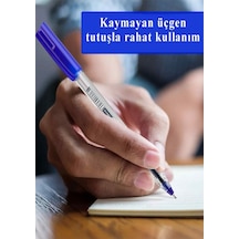 Mavi Tükenmez Kalem 2021 1.0mm 1 Adet Pensan Şeffaf Üçgen Gövde Plastik Kapaklı Tükenmez Kalem Büro Ofis Mavi