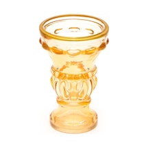 Gold Detaylı Amber Kristal Cam Şamdan Mumluk Çok Renkli