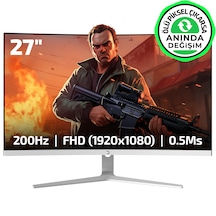 Gamepower Vivid T50 27'' 0.5 MS 200 Hz Curved RGB Beyaz Full HD VA Gaming Monitör