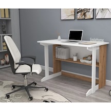 Reyo Home Enda Pillar Kütüphaneli Çalışma Masası 100x56cm Çam-bey Atlantik Çam - Beyaz