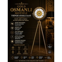Osmanlı Motifli Tripod Ayaklı Saat Gold