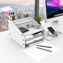 Design Otto Fx Medium Modest 6 Renk Evrak Rafı Masaüstü Organizer Beyaz