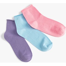 Koton 3'lü Soket Çorap Seti Çok Renkli Mavi 3sak80408aa 3SAK80408AA624