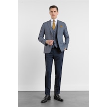 İmza Lacivert Kırlangıç Yaka Kazayağı Desen Slim Fit 6 Drop Takım Elbise 1001255174
