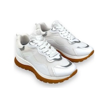 Kadın Sedf Beyaz Fileli Bağcıklı Yazlık Günlük Yürüyüş Spor Sneaker 3 Cm Sp300 001