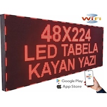 Led Tabela 48x256cm Çift Taraflı Kırmızı Kayan Yazı-wifi