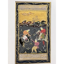Soylu Savaşçıların Mücadelesi Adlı El Yapımı Minyatür Resim 21x12,5 Cm