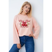 Medinenur Cherry Baskılı Tesettüre Uygun Uzun Kollu Body Somon