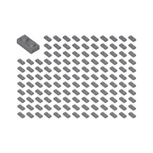 Yedek Parçalar: Plate 1x2: 100 Adet 1x2 Plate Parts Plaka Parçası Koyu Gri - Dark Bluish Gray 3023