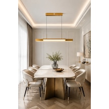 Modern Premium Led Sarkıt Avize Gold Kasa Lineer Yemek Masası Mutfak Ve Salon Avizesi 40w 3 Renk Beyaz