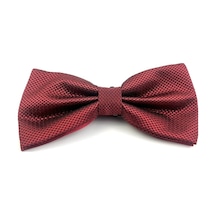 Demfashion Bordo Kareli Erkek Saten Kumaş Petek Dokulu Papyon Bordo