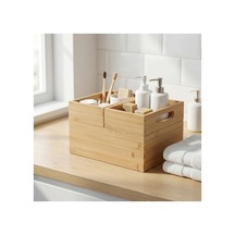 3'lü Modüler Bambu Organizer Set, Çok Amaçlı Düzenleyici Açık Bej