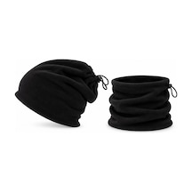 Genel Unisex Polar Bere Boyunluk 2 Adet Seti 2'si 1 Arada Büzgülü Sıcak Tutan Siyah / Standart / 2 Adet