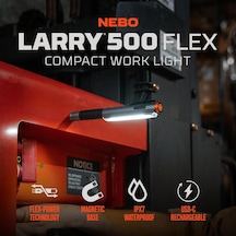 Lil Larry 500 Flex Şarj Edilebilir Çalışma Işığı - 500 Lümen Cob Led, Usb-c Şarj, Flex-power Pil Sistemi, Manyetik Taban, Ipx4 Suya Dayanıklı, Uçak Sınıfı Alüminyum