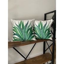 Aloe Vera Dekoratif 2'li Kırlent Kılıfı Seti