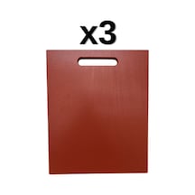 3'lü Türkay 32.5x26.5x2 Cm Saplı Polietilen Kesme Tahtası Kesim Levhası Kırmızı 1145