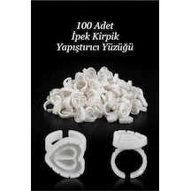 100 Adet Ipek Kirpik Demet Tutucu Yüzük Yapıştırıcı Kabı - İpek Kirpik Volume Yapıştırıcı Yüzüğü