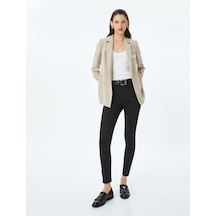 Koton Yüksek Bel Skinny Fit Dar Paça Düğmeli Kot Pantolon - Skinny Fit Jean Siyah 5sal40002mw Siyah