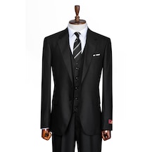 İlayda Emir Luxury, İtalyan Kesim, Slim Fit, Blazer, Çizgili, Erkek Takım Siyah