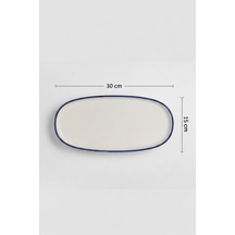 6'lı Toledo Oval Kayık Tabak 30cm Rim Lacivert Rinart Krem