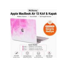 Macbook Air 13 İnç Kılıf A2337 M1 A2179 A1932 Uyumlu Hard Case Sert Kapak Suluboya Desenli Uv Baskılı Koruyucu Kılıf İnce Hafif Laptop Kılıfı Pembe Belirtilmemiş