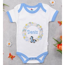 Bitmeyenkartus Bk Kids Kişiye Özel Mavi Bebek Body Zıbın - Model 161 Çok Renkli