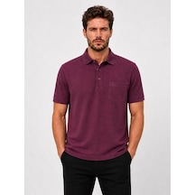 Simenti Polo Yaka Klasik Fit Kısa Kol Erkek Jakar Tişört 7651 Bordo