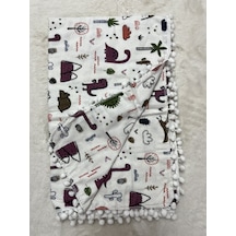 Dinazor Kaktüs Ponponlu Çift Kat Pazen Örtü 100 120 Cm Ekru