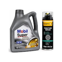 Mobil Süper 3000 X1 Fe 5W-30 Motor Yağı 4 L + Lastik Tamir Kiti 400 ML