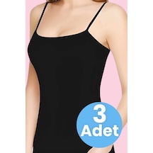 Tezzgelsin Kadın İp Askılı Pamuklu Atlet 3 Adet Siyah