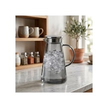 Lüks Borosilikat Cam Su Ve Detoks Sürahisi Füme Isıya Dayanıklı Bitki Çayı Demleme Sürahisi 1.9 L Gri